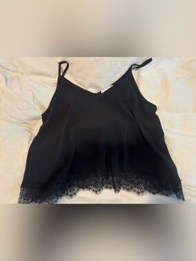 Black Lace-Trim Camisole Tank Top